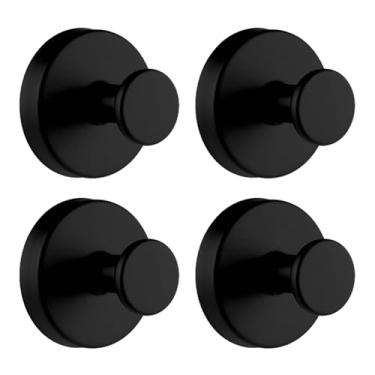 Imagem de 4 ganchos de ventosa, ganchos de chuveiro de aço inoxidável para chuveiro interno, ventosas impermeáveis para vidro ou azulejo, sem perfuração de parede (preto)