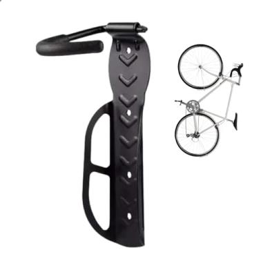 Imagem de SUPORTE DE PAREDE PARA PENDURAR BICICLETA - BIKE, COM GANCHO DE MATERIAL EMBORRACHADO RESISTENTE PRETO VERTICAL, CABIDES DE BICICLETA