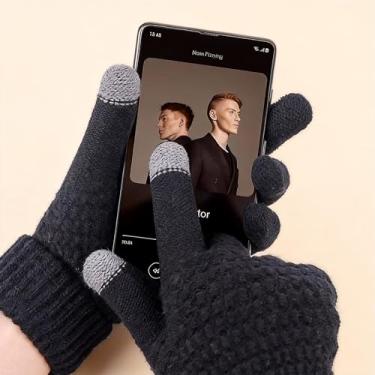 Imagem de Luvas para clima frio, malha de abacaxi, quentes e espessas, luvas de ciclismo de cinco dedos para homens e mulheres