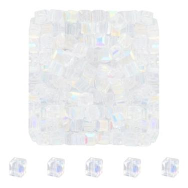 Imagem de Mandala Crafts Contas de cristal de cubo iridescente de 6 mm – 300 contas de vidro facetadas para fabricação de joias, pulseiras, colares, brincos e contas