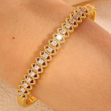 Imagem de Pulseiras de ouro para mulheres, banhado a ouro 18 K, pulseira de zircônia cúbica 5A, presente de casamento, aniversário, dia dos namorados, presente de casal para namorada, joias antimanchas