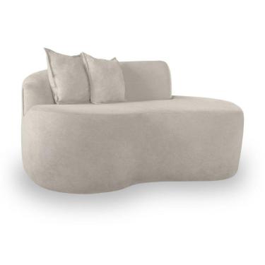 Imagem de Sofá Curvado Feijão Moderno Sala 2 Lugares Bouclé Bege