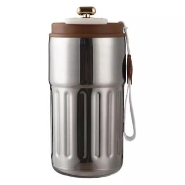 Imagem de Copo Térmico Com Display 450 Ml Para Bebidas Quentes e Frias copo térmico，copo termico cafe，copo termico com canudo(Cinza)