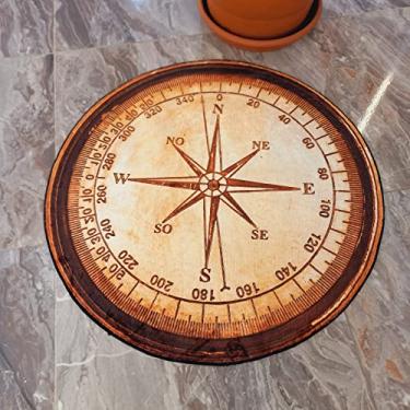 Imagem de Rugendary Tapete de bússola tapete redondo legal Hypebeast tapete de iate tapete de barco ultra macio antiderrapante tapete de casa de verão decoração de casa de luxo (0,6 x 0,6 m, modelo - 11)
