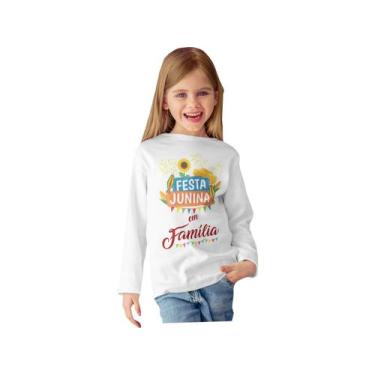 Imagem de Camiseta manga longa blusa de frio Infantil Arraiá festa junina em fam
