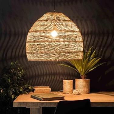 Imagem de Luminária Pendente De Rattan Artesanal Estilo Vintage Para Decoração D