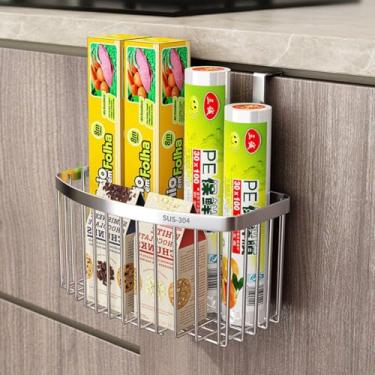Imagem de Cesta de armazenamento em grade de aço inoxidável 304, organizador sobre a porta do armário, cesta suspensa de arame com gancho sobre o trilho, armário de cozinha embaixo da pia, despensa, banheiro