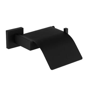 Imagem de Kit de acessórios de hardware de banheiro preto fosco prateleira de parede rack de toalha trilho cabide roupão escova de vaso sanitário suporte de papel prato, suporte de papel A, China (suporte de