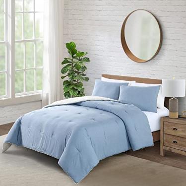 Imagem de Conjunto de edredom Wellbeing by Sunham Natural Dye 3 peças, 100% algodão, King, Chambray