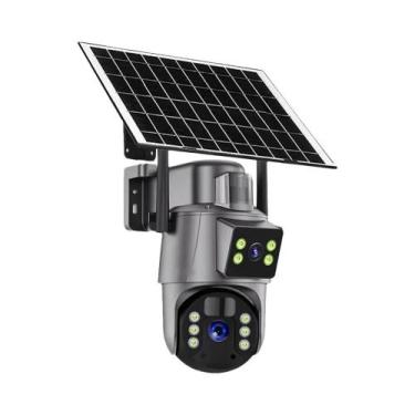 Imagem de Câmera WiFi Externa 4K Alimentada Por Energia Solar Com Lente Dupla PT