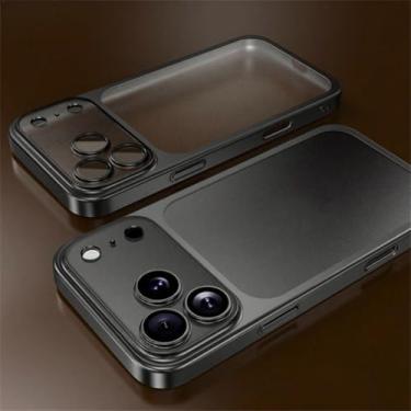 Imagem de Capa rígida de policarbonato transparente fosca com acabamento eletroplaqueado para iPhone 17 Air 16 15 Pro Max (para iPhone 17 Pro Max/Preta)