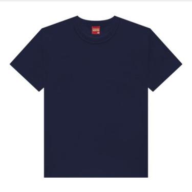 Imagem de Camiseta Infantil Unissex Manga Curta em Meia Malha Lisa Kyly, Azul ma