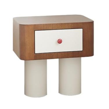 Imagem de Organizador de mesa lateral para quarto moderno e minimalista, mesa de cabeceira com gaveta lateral