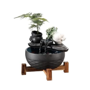 Imagem de CFGH6FDF Fonte de água de mesa, sala de estar, mesa de centro, fonte decorativa de mesa, recursos de água, ornamentos de água corrente, cerâmicos, aquário, fonte de mesa