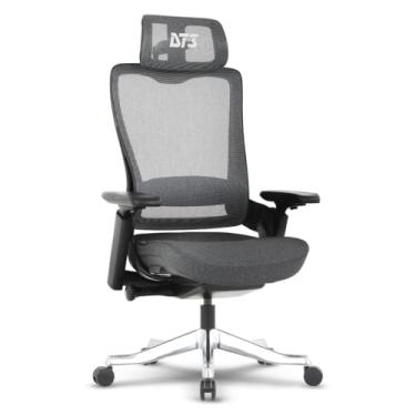 Imagem de Cadeira Escritório Ergonomica DT3 Adria com revestimento Mesh Vintex-F™+ Tecido Sofftex™, Reclino Syncro™,Regulagem de profundidade,Braço 4D,Apoio cabeça 3D, Certificada. (Black)