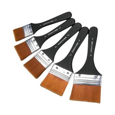 Imagem de Conjunto De 7 Pincéis De Pintura Em Nylon Com Cabo De Madeira Para Aqu