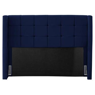 Imagem de Cabeceira Cama Box Casal King Size Gioconda 195cm Com Frame Veludo Azul Escuro - Desk Design