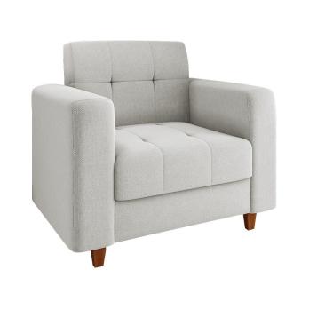 Imagem de Poltrona Arezzo Linho Cinza Claro A05 Pés Chanfrado Castanho