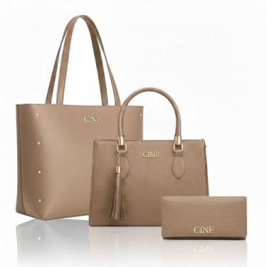 Imagem de Kit Bolsa Feminina Sacola De Ombro Transversal De Mão E Carteira - CF 