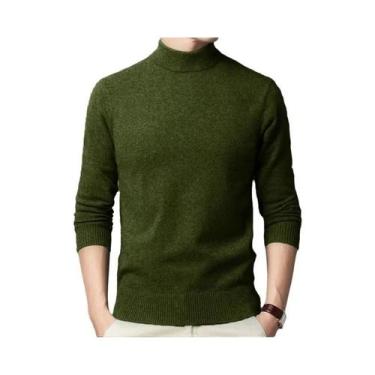 Imagem de Suéter Masculino De Gola Alta Em Cor Sólida Para Outono E Inverno, Mod