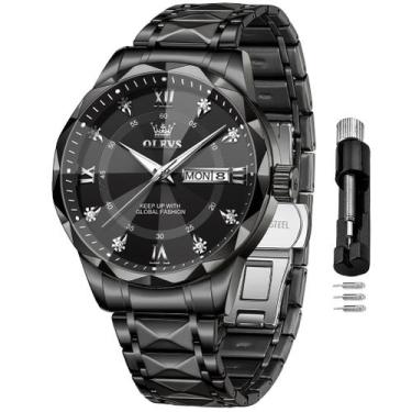 Imagem de Relógio OLEVS, vestido de negócios analógico masculino, preto, imperme