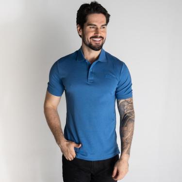 Imagem de Camisa Polo Calvin Klein Smooth Algodão Azul-Masculino