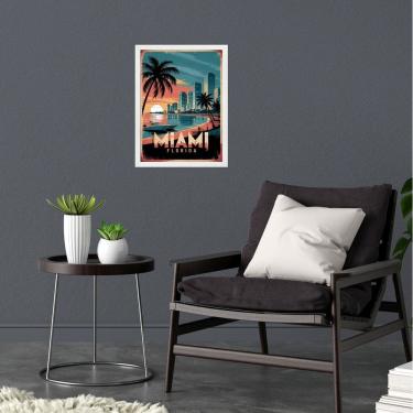 Imagem de Quadro Decorativo Miami Florida 24X18Cm - Com Vidro