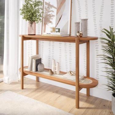 Imagem de Aparador de Sala de Estar 2 Prateleiras com Vidro 135cm Madeira Maciça