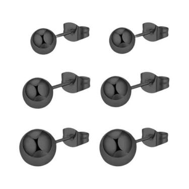 Imagem de Conjunto De 3-6 Pares De Brincos De Aço Inoxidável Com Design De Bola 