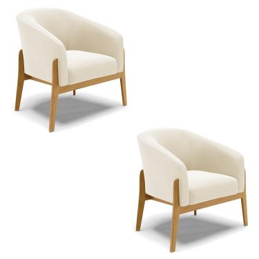 Imagem de Poltrona Decorativa Base de Madeira kit 2 Stella Veludo D03 - D'Rossi