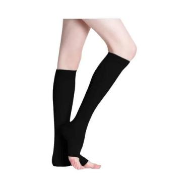 Imagem de Meias De Compressão Unissex Até O Joelho, Elásticas, Com Ponta Aberta,
