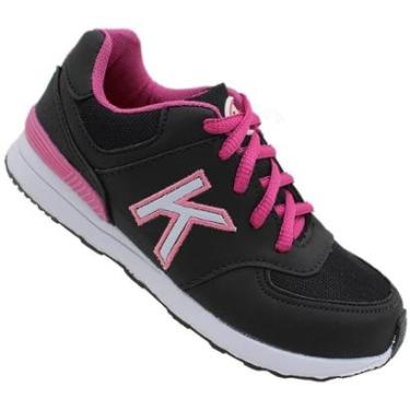 Imagem de Tênis Infantil Feminino Juvenil Meninas Escolar Preto/Pink-Feminino