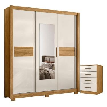 Imagem de Guarda Roupa Casal Canadá e Cômoda MS913 Freijó Off White – Moval