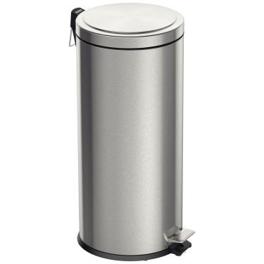 Imagem de Lixeira com Pedal Brasil Plus 30L em Aço Inox com Tampa com Amortecedor e Balde Interno Removível Inox