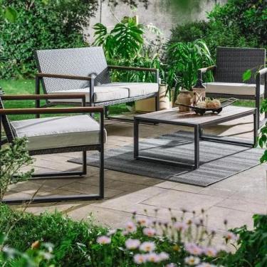 Imagem de Conjunto De Varanda Madeira 4 Pecas 1 Mesa 3 Cadeiras - Brazil Home Li