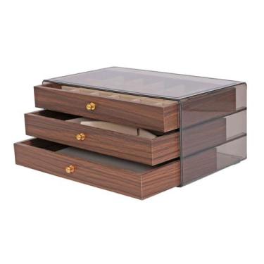 Imagem de Porta Joias 3 andares Estojo Organizador de Madeira para Relógios, Joi