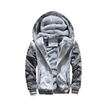 Imagem de Jaqueta Masculina De Inverno Com Capuz De Fleece Grosso E Quente, Zípe
