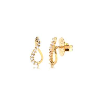 Imagem de Brinco Gotinha Vazada Zircônia Cristal Folheado A Ouro 18k - Radhau Jo