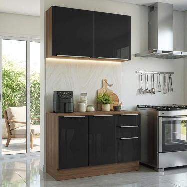 Imagem de Armário de Cozinha Compacta 120 x 60 cm Rustic/Preto Lux Madesa 02