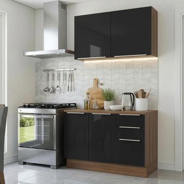 Imagem de Armário de Cozinha Compacta 120 cm Rustic/Preto Lux Madesa 01