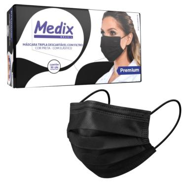 Imagem de Máscara De Proteção Descartável Camada Tripla Com Filtro e Elástico CX 50 Unidades Medix