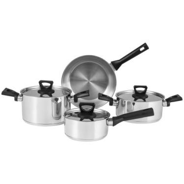 Imagem de Jogo de Panelas Fundo Triplo Tramontina Brava 65180510 Inox, Prata, 4