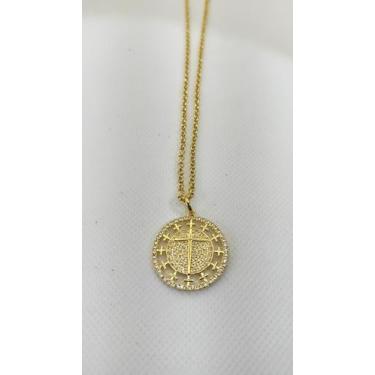 Imagem de Colar com Pingente Cruz Celeste Victória Herrera Banhado a Ouro 18K