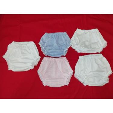 Imagem de Calcinha Tapa Fralda Bebê Menina Puro Algodão Kit 5 Unidade de tecido 
