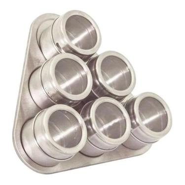 Imagem de Porta Condimento Inox Triangular com 6 Peças Magnético - HM9095 - ds