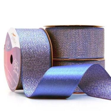 Imagem de Rolo Fita De Cetim Lurex Brilho 38mm 10 Metros N9 para Artesanato Laço
