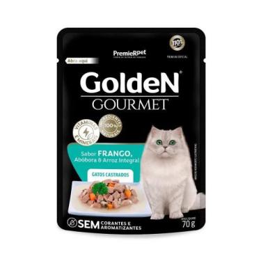 Imagem de Ração Úmida Golden Gourmet para Gatos Castrados Sabor Frango, Abóbora 