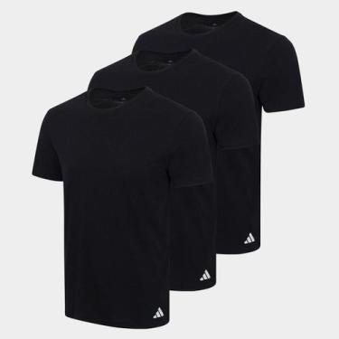 Imagem de Kit Camiseta Adidas Básicas 3 Peças Masculino, Preto, P