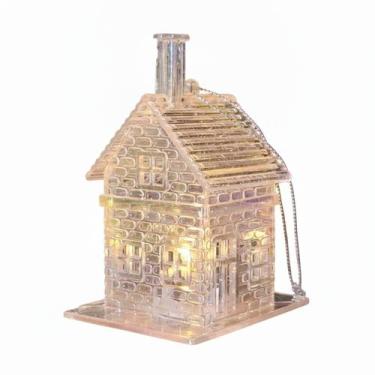 Imagem de Casinha Decorativa Luz LED Enfeite Árvore de Natal Acrílico 10cm - Mag