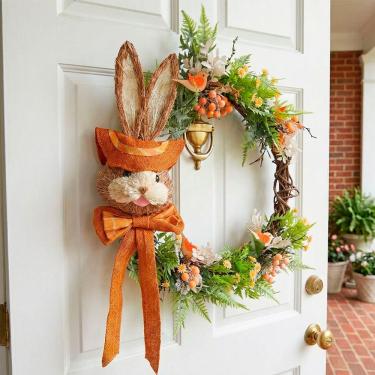 Imagem de Guirlanda de Páscoa Decoração Coelho Laranja Arranjo Artesanal 50CM